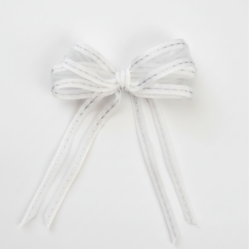 Plátnová stuha se vzorem a monofilem 15 mm – bílá (2 nebo 5 m) – dekorace, mašle